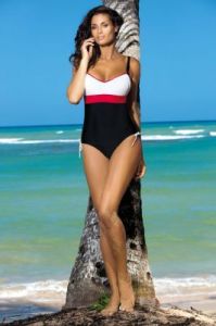 Kostium kąpielowy Whitney Nero-Bianco-Ginger M-253 Biało-czarno-czerwony (206)